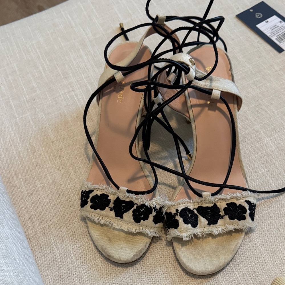Kate spade Sand-colored Embroidered Lace-Up Women’s Sandals